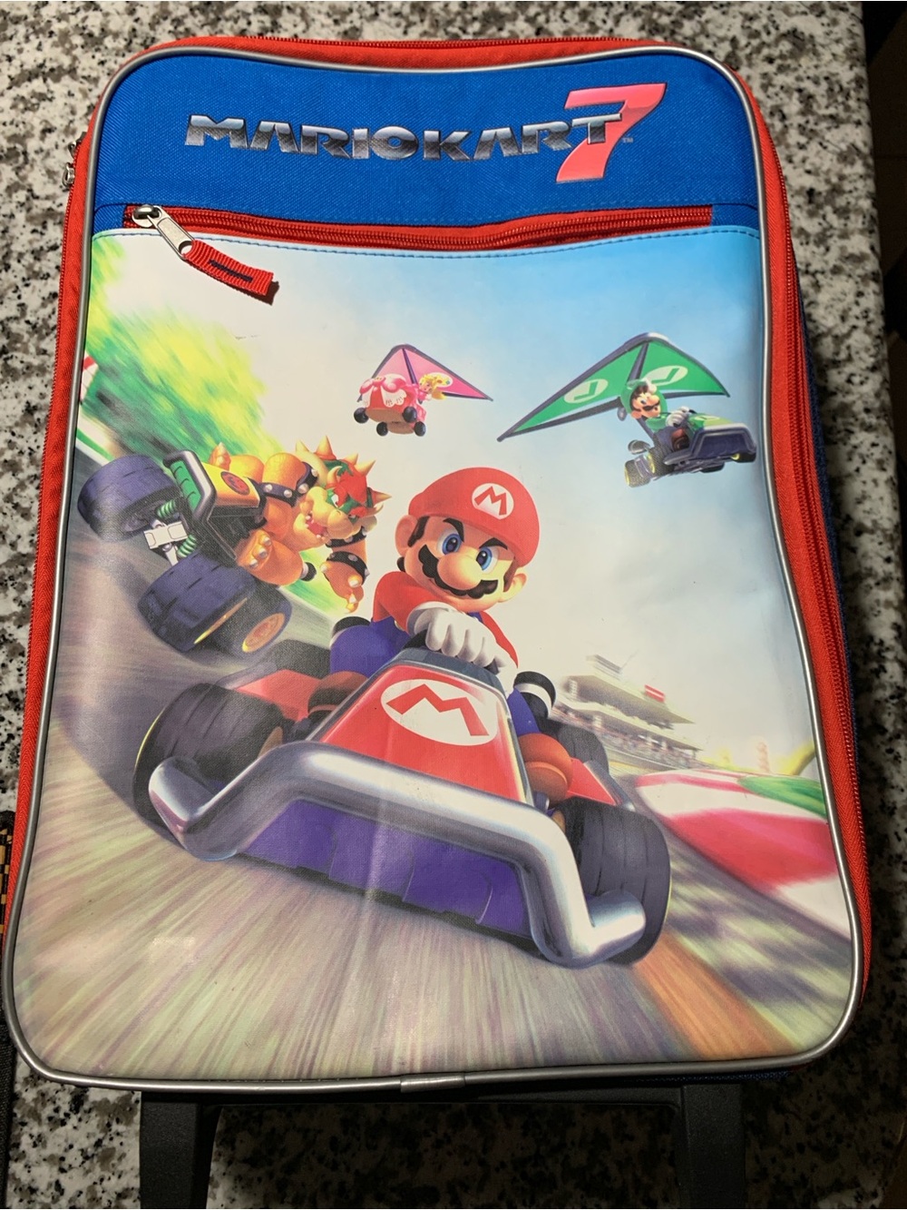 Nintendo Mario Kart 7 Childs Suitcase 18" x 12" X 7" Pull Handle Roller Bag